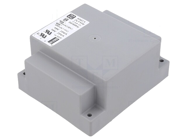 Transformator: ingegoten; 40VA; 115VAC,230VAC; 18V; 18V; 1111mA Transformator: ingegoten; 40VA; 115VAC,230VAC; 18V; 18V; 1111mA